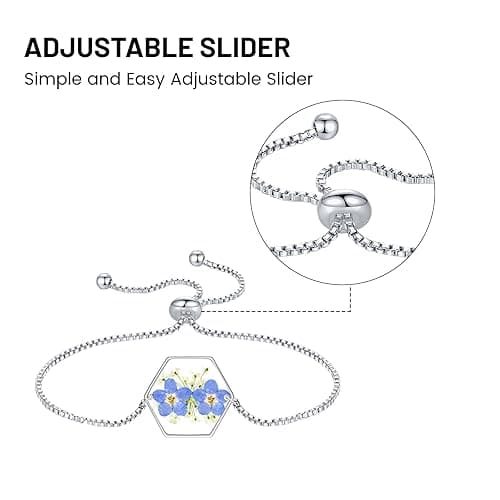 Forget-Me-Not and Queen Anne's Lace Pressed Wildflower Bracelet,Gold Pressed Wildflowers Resin Bracelet,Personalized Handmade Bracelet thumbnail 7