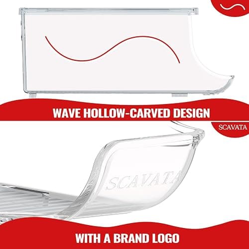 SCAVATA 2 Pack Stackable Refrigerator Organizer, Soda Can Dispenser Pop Cans Container Beverage Holder with Lid for Fridge, Freezer, Kitchen, Clear Plastic Storage Bins-Holds 10 Cans Each thumbnail 6
