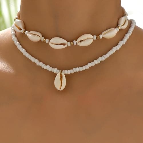 Nackiy Handmade Sea Shell Necklace for Women Summer Adjustable Natural Shell Collar Necklace thumbnail 3