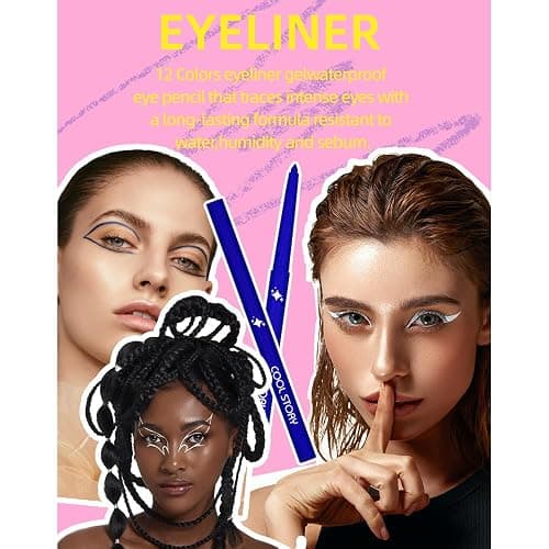 12 Colors Shimmer Eyeliner Pen Set, Waterproof, Long-Lasting, Glitter Eyeliner for Bold Eye Makeup, Metallic Glitter Finish, Eye Liner For Older Women, lapiz de ojos delineador de ojos contra el agua thumbnail 7