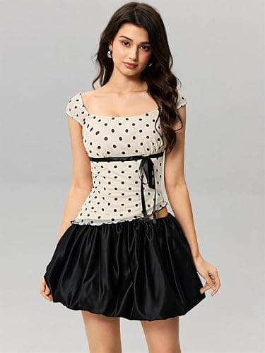 Alyweatry Women Y2k Coquette Shirt Cute Short Sleeve Vintage Fairy Grunge Aesthetic Ruffle Crop Top 90s Preppy Clothes thumbnail 4