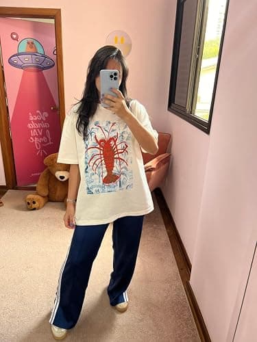Amiblvowa Cute Oversized Graphic T Shirts Teen Girls Women Y2k Preppy Short Sleeve Baggy Tees Vintage Summer Tops Streetwear thumbnail 6