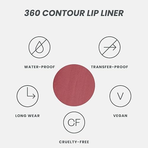 Wonderskin Lipliner Pencil - 360 Contour Lipliner, Long Lasting, Sharpenable, Waterproof and Transfer-Proof Nude Lip Liner Pencil (Rosewood) thumbnail 5