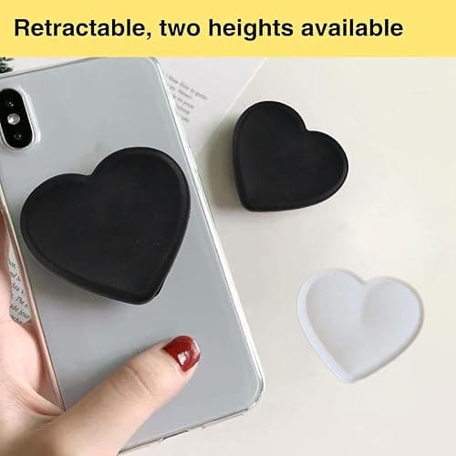 Set of 2 Universal Heart-Shaped Phone Grip Holder with Stand,Finger Grip with Kickstand - Compatible with Smartphones, Mobiles & Cases thumbnail 3