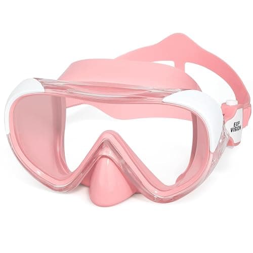 Kids Swim Mask 180° Snorkel Diving Mask, Anti-Fog Child Swim Goggles with Nose Cover No-Leak Swimming Goggles Anti-Shattered Lens for Youth 4-15 - Pale Pink - Image 1