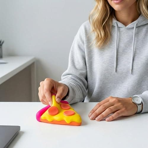 Pizza Squeeze Stress Toy - Flexible, Slow Rebound, High-Elastic Stretch, 100% Odorless, Non-Sticky, Easy to Clean, Or Easing Tension During Study, Work, Or Relaxation (1-Purple Border) thumbnail 2