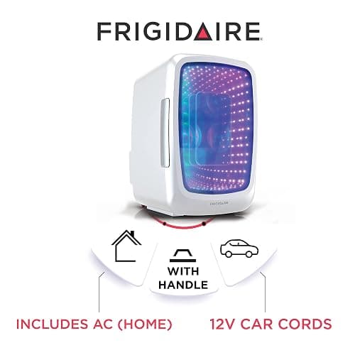 Frigidaire Gaming Light Up Mini Beverage Refrigerator, 6 can, 4 liters, Cooler with large see through door and LED lights Perfect for Gaming Experience, Home, Office, or Cars.12V Charger (White) thumbnail 2