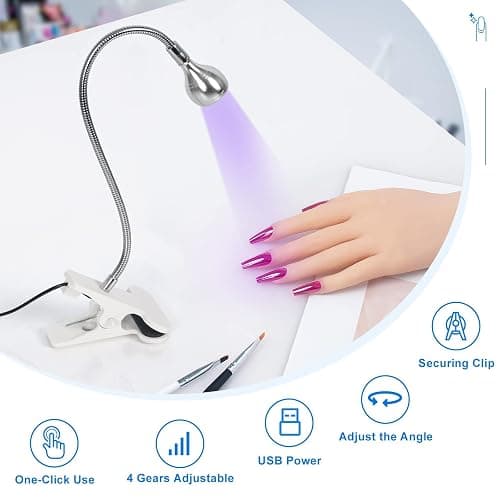 AORAEM UV Nail Lamp LED Nail Manicure Dryer Curing Light with Gooseneck and Clamp for Gel Nails thumbnail 3