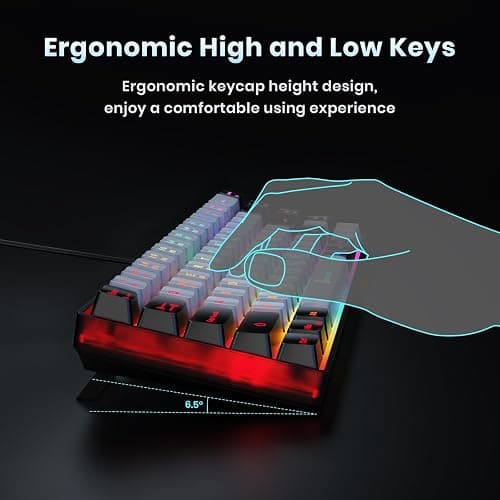 GEODMAER 65% Gaming Keyboard, Wired Backlit Mini Keyboard, Ultra-Compact Anti-Ghosting No-Conflict 68 Keys Membrane Gaming Wired Keyboard for PC Laptop Windows Gamer thumbnail 6