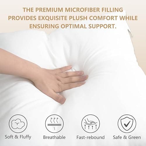 Obruosci Luxury Throw Pillow Inserts, Pack of 6, 20 x 20 inches Hypoallergenic Ultra Soft White Polyester Microfiber Durable Couch Cushion Fillers - 20x20 Inch(Pack of 6) thumbnail 5