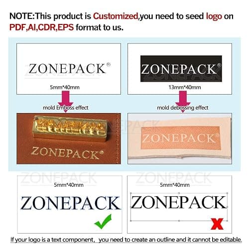 ZONEPACK Custom Logo Hot Foil Stamping Brass Mold Branding Iron Wood Burning Stamp Heating for Leather Wood Paper (Small Than 2''x2'' with 0.19'' Hole on Back) thumbnail 2