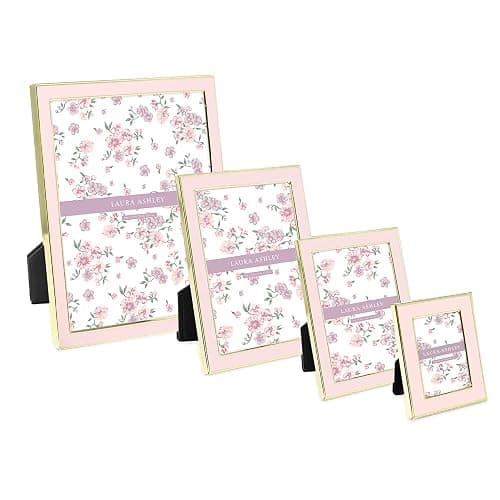 Laura Ashley 2x3 Pink Enamel Picture Frame, Gold Metal Edge with Easel, for Countertop, Counterspace, Tabletop Display, Bookshelf, Desk, Wall Décor, Photo Gallery (2x3, Pink W/Gold) thumbnail 5