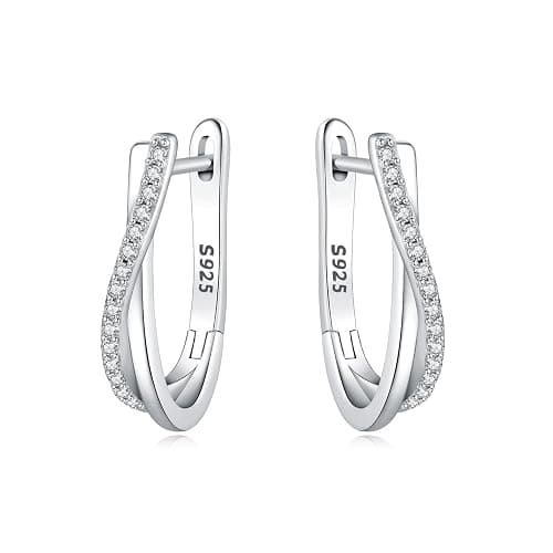 CYMYSS 925 Sterling Silver Hoop Earrings for Women, Small and Large Trendy Hoops Hypoallergenic Huggie Earrings Statement Fashion Jewelry Gifts for Sensitive Ear - Double Loop - Image 1