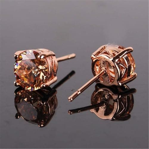 GULICX Rose Gold Tone Yellow Crystal Royal Journey Jewelry Eternity Stud Earring thumbnail 4