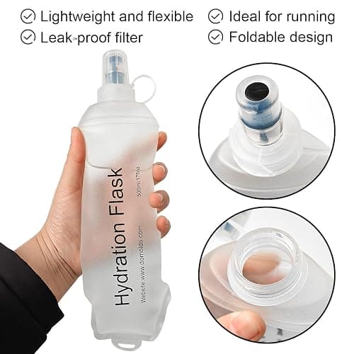WILDREEDS 500ml Soft Flask, TPU Collapsible Soft Water Bottle for Hydration Pack, Running Vest, Folding Water Bottle for Hiking Cycling Climbing-1Pcs, White thumbnail 4