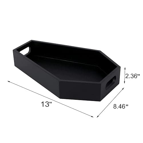 ZJPZYXDHZFC Gothic Coffin Decor Gothic Wooden Makeup Organizer for Vanity,Spooky Halloween Decor for Bathroom,Living Room or Bedroom Witchy Gifts for Women-Black thumbnail 3