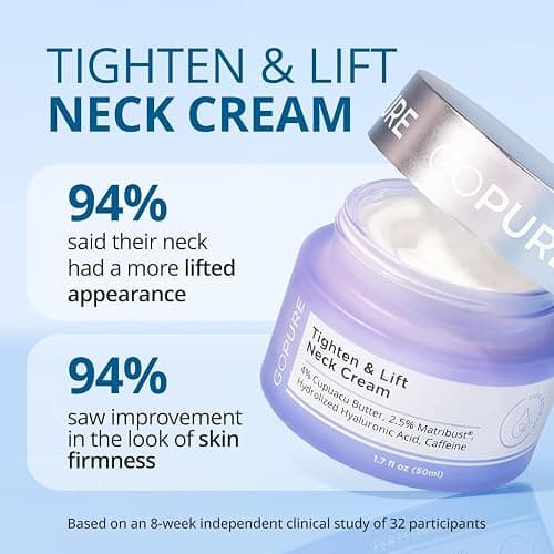 goPure Tighten & Lift Neck & Chest Moisturizer Cream for Visibly Firming, Tightening and Lifting Wrinkles & Crepey Skin, 1.7oz thumbnail 4