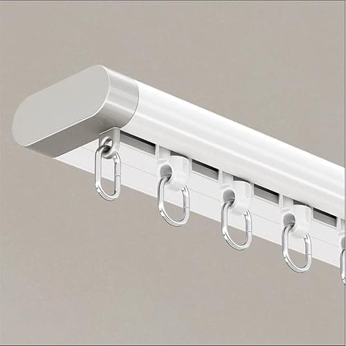 Silent Curtain Track Ceiling Mount 6'/8'/10'/12'/15', Wide 1.7" White Aluminum track Curtains Rail Set, Bedroom/Window/Hotel Drop Ceiling Curtains Tracks (without curtains & hooks) Single track 6ft - Image 1