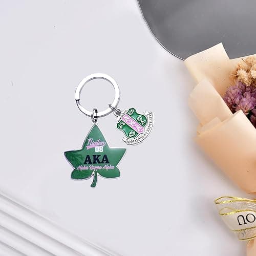 JHJEWH 1908 Keychain,Sorority Paraphernalia Gifts AKA Key Chain Lvy Leaf Pendant Keyring AKA Sorority Gifts for Women Sisterhood Keychains for Sisters Friends thumbnail 6