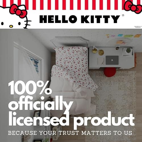Collectibles Hello Kitty Bedding Super Soft Cotton 3 Piece Twin XL Sheet Set, College Dorm Essentials (Officially Licensed Product) by Franco thumbnail 5