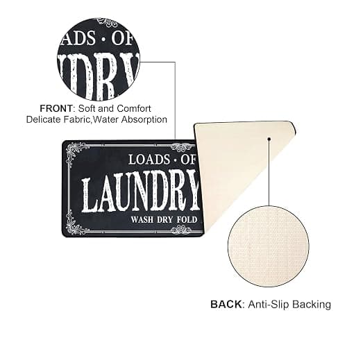 ROMAMIGO Non Slip Laundry Runner Rug - Farmhouse Kitchen Floor Mat for Mudroom and Bathroom - Black, 20 X 47 Inches thumbnail 5