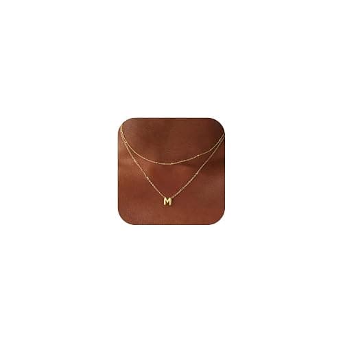 Thaivor Christmas Gifts Stocking Stuffers Bubble Letter Necklace Layered Initial Necklaces for Women Dainty Cute Choker Pendant Stack Jewelry Teen Gift Trendy Stuff - Image 1