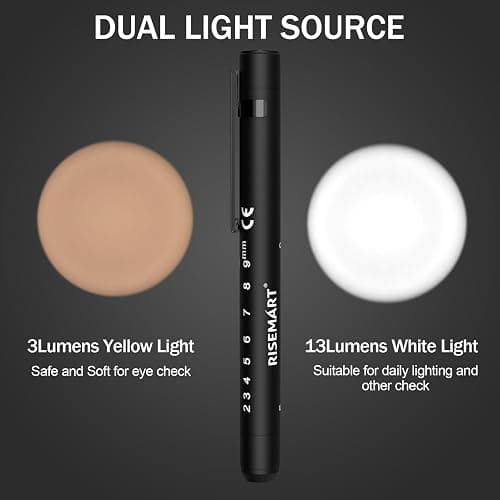RISEMART Rechargeable Pen Light for Nurse, Rechargeable LED Portable Medical PenLight for Nurse, Doctor, First Aid, EMT, Nursing,Nursing Student,Warm/Cool White Black1 thumbnail 3