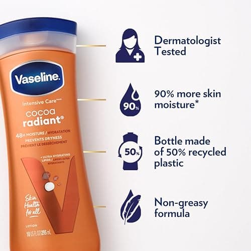 Vaseline Intensive Care Cocoa Radiant Hand & Body Moisturizer + Lip Therapy with Cocoa Butter for Healing Dry Skin & Lips thumbnail 3
