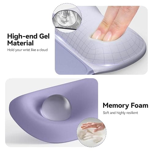 TECKNET Gel Ergonomic Mouse Pad & Keyboard Wrist Rest & Coaster | 3 in 1 Set, Pain Relief, Milk Silk Cloth, Non-Slip PU Base, Easy Typing, Memory Foam Wrist Support for Office & Home thumbnail 3