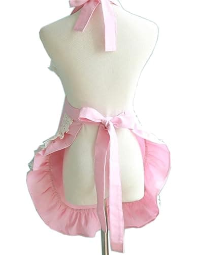 Hyzrz Lovely Home Work Adjustable Apron Cake Kitchen Cooking Women Girls Aprons With Pocket for Gift, Pink thumbnail 3