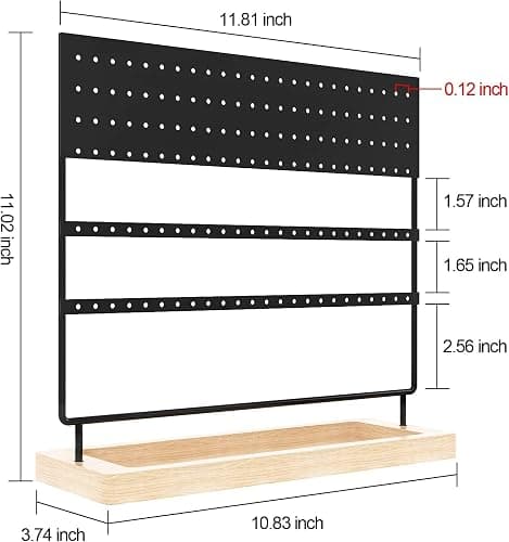 ZHAOGMQH Earrings Organizer Holder,Jewelry Holder Stand Organizer for selling,3-Tier Earring Stand Display 144 Holes with Wooden Tray for Earrings,Ear Stud and Rings,Gifts for Women Girls(Black) thumbnail 3