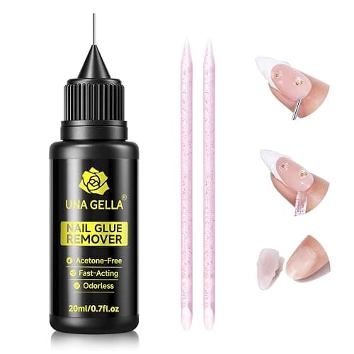 UNA GELLA Nail Glue Remover for Press on Nails，20ml Pinpoint Non-Acetone Gel Nail Glue Remover for Nails Tips，Gentle GLUE Remover with Upgraded Stick Easy Removal DIY Manicure Supply thumbnail 8