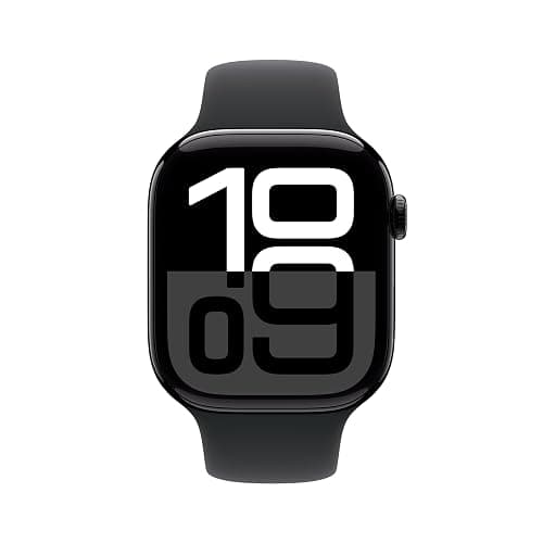 Apple Watch Series 10 (46 mm GPS) Montre connectée avec Boîtier en Aluminium Noir de Jais et Bracelet Sport Noir (M/L). Suivi de l’activité Physique, app ECG, écran Retina Toujours activé thumbnail 2