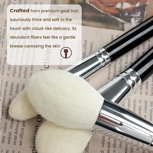 Professional Natural Travel Goat Hair Makeup Brushes with case, 15Pcs Kabuki Face Powder & Eye Makeup Brush set With Ultra Soft Premium Dense Hair, Valentines Day Gifts thumbnail 4