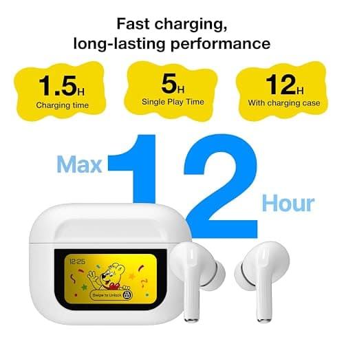 DCHK Haribo Wireless Earbuds with LCD Touchscreen Case, Bluetooth 5.4 TWS, Noise Cancelling, 13mm Bass Driver, IPX4, Gummy Bear Style thumbnail 3
