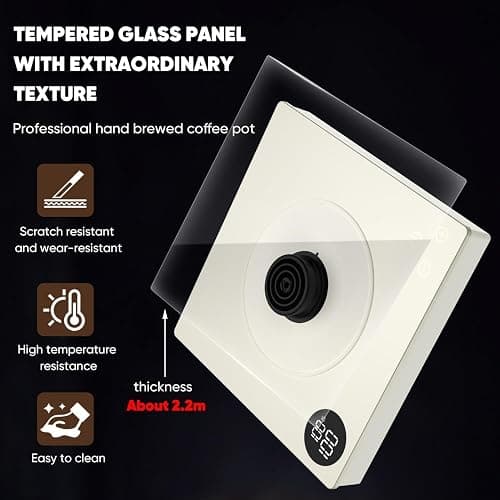0.6L Gooseneck Electric Coffee Kettle with 40~100℃ Temperature Adjustable, 1000W Fast Boiling, 304 Stainless Steel Mini Brew Coffee Kettle, Tempered Glass Touch Control Panel, High Grade thumbnail 6