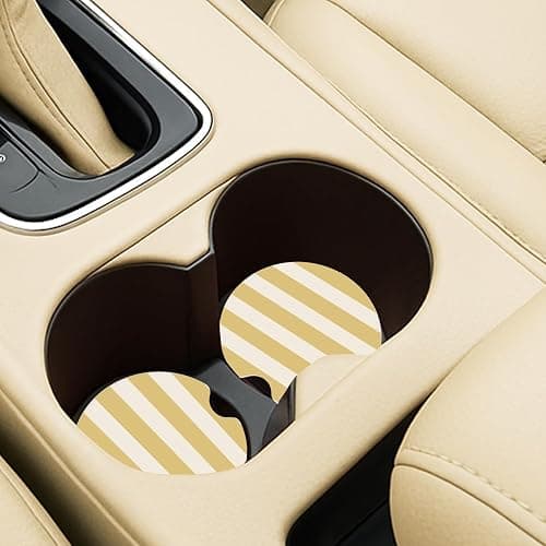 Ceramic Car Coasters – Absorbent Car Cup Holder Coaster Set for Women, Cute Aesthetic Car Accessories for Girls, 2 Pack (Golden Yellow) thumbnail 6