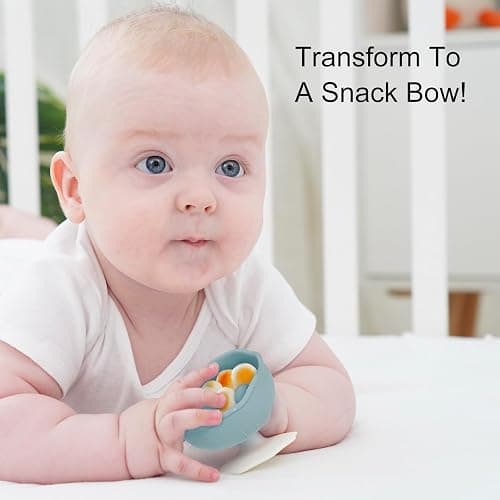 Baby Teething Toys for 3-12 Months+,Silicone Mombella Baby Teether with Suction Base,Soft & Easy to Grasp for Teething Relief,Safe & Comfortable Baby Teether Toys for Sucking Needs,BPA Free (Iron Green) - Iron Green thumbnail 7