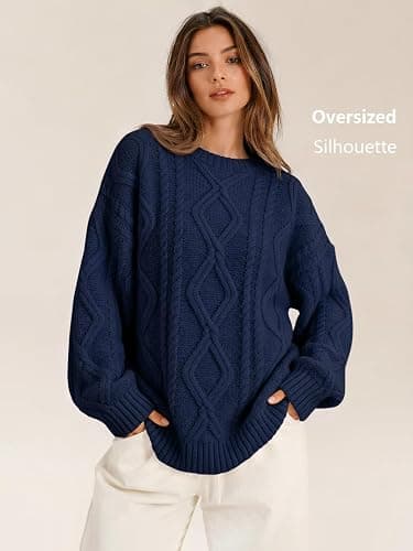 Trendy Queen Women's Oversized Cable Knit Sweaters 2026 Fall Outfits | Quiet Luxury Style, Chunky Knit Texture, Winter Holiday Outfit, Easy Layering Piece, Fall Fashion Staple thumbnail 3