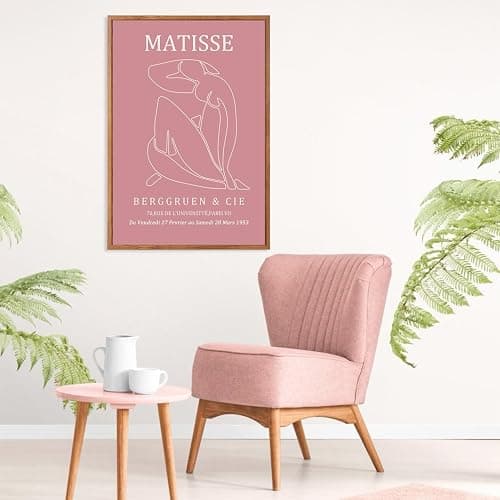 HLNIUC Matisse Pink Framed Wall Art Set,Neutral Pink Flower Canvas Wall Decor Set of 3(24”x36’) Modern Aesthetic Pictures Painting,Abstract Floral Market Art Print for Living Room Bedroom Office thumbnail 7