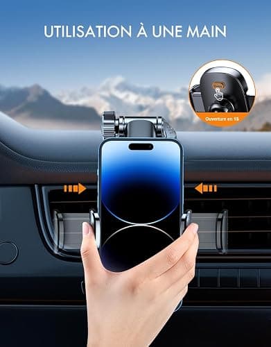 Mohard Support Telephone Voiture, [Jamais de Chute] Ultra Robuste Porte Telephone Voiture Orientable à 360°, Accroche Téléphone Voiture Ventouse Ensembles d'Intérieurs pour 4-7" Smartphones thumbnail 6