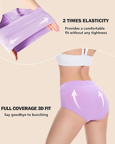 CleainKorte Womens Cotton Underwear Seamless Ladies Panties for Women Mid Rise Coverage Briefs Strech Breathable - 5 Pack thumbnail 6