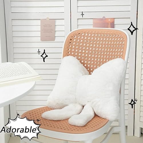GKWW 2Pack Soft Furry Bow Throw Pillows Cute Bowknot Plush Pillow Home Decor Stuffed Bow Lumbar Pillow for Bed Couch Living Room Decor (Black&White) thumbnail 5