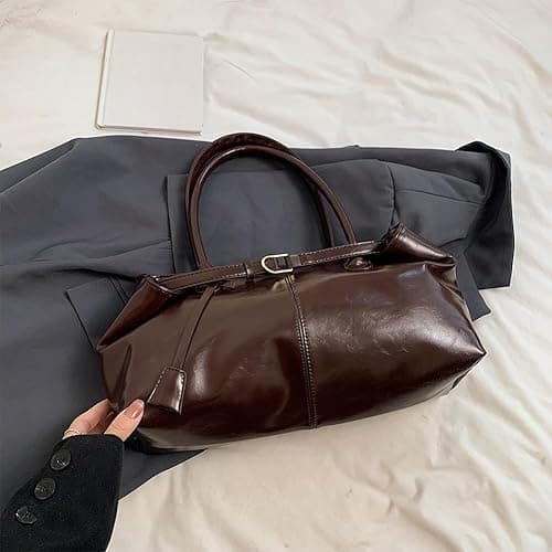 YFGBCX Leather Tote Bag for Women, Hobo Bag for Women, Top Handle Bags, Slouchy Shoulder Bag for Work Travel - Coffee thumbnail 4