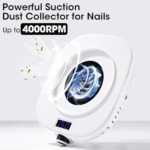 Gellen Nail Dust Collector with LED Display, 4000RPM Powerful Suction Vacuum Fan with Reusable Filter, Soft Ergonomic Shell Nail Vacuum Cleaner for Acrylic Nail Tech, Home & Salon thumbnail 3