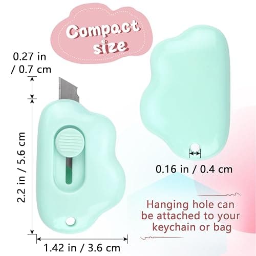 Tamaki Box Cutters Cloud Letter Opener Envelope Slitter, Cloud Shaped Carton Portable Cutter with Key Chain Hole, 4 Pack - Blue, Pink, Purple, Green thumbnail 3