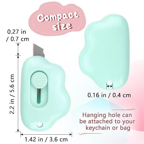 Tamaki Box Cutters Cloud Letter Opener Envelope Slitter, Cloud Shaped Carton Portable Cutter with Key Chain Hole, 4 Pack - Blue, Pink, Purple, Green thumbnail 3