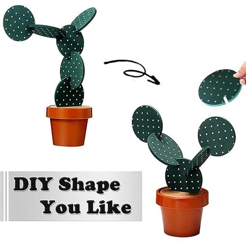 Cactus Coasters Set for Drinks of 6 Pieces,Funny Coasters Cactus Gift with Flowerpot Holder for Home Office Bar Decor thumbnail 6