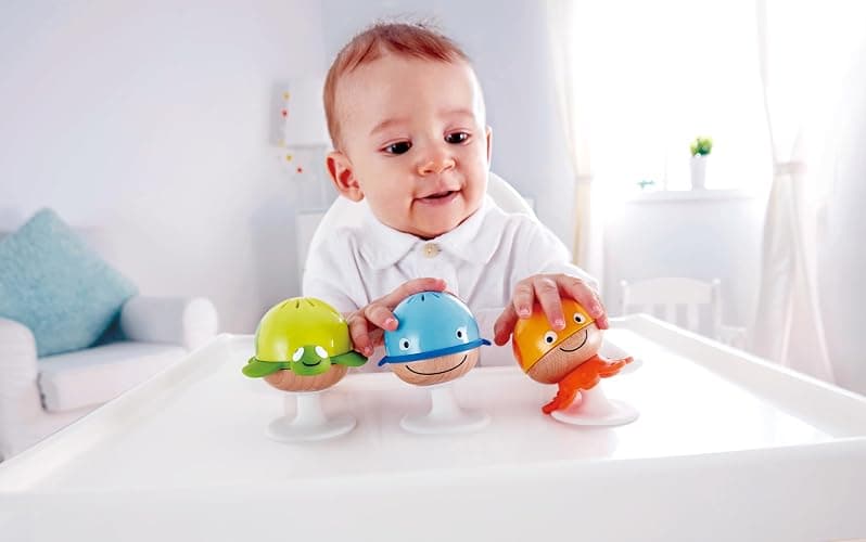 Rattle Set, Hape “Stay-Put” 3 Sea Creatures with Individual Sounds, Teether Details and Suction Pads. 0+ Months thumbnail 2
