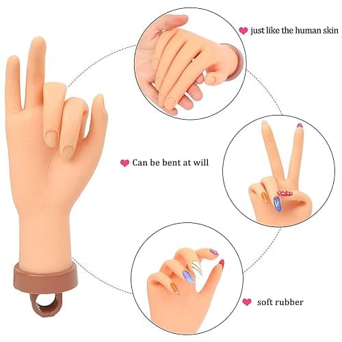 Nail Practice Hand for Acrylic Nails, Mannequin Hands for Nails Practice, Flexible Fake Hands to Practice Fake Nails Bendable Fake Hand Manicure Practice Hands Nail Art Training Hand 1Pc thumbnail 4